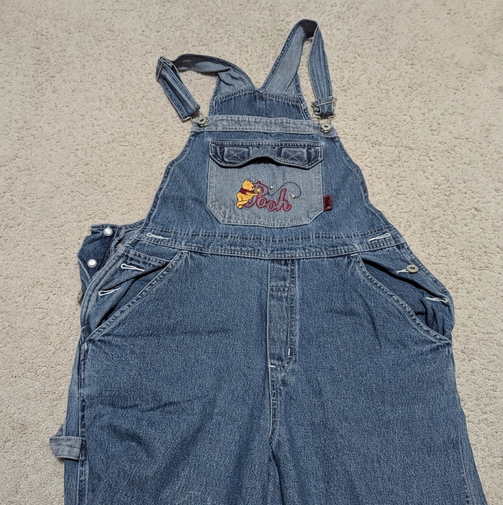 Vintage Pooh Denim Overalls Bib Overalls Winnie The Pooh Piglet Bees Adult sz M